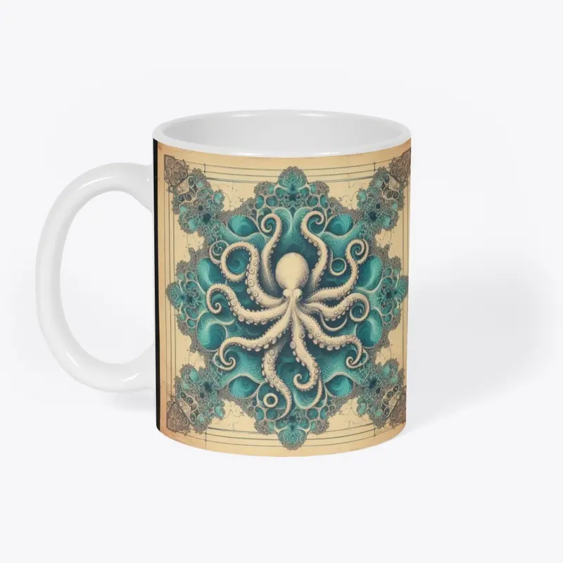 Vintage Octopus On Turquoise