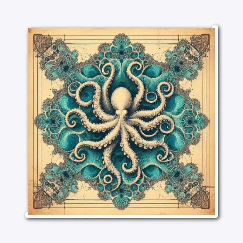 Vintage Octopus On Turquoise