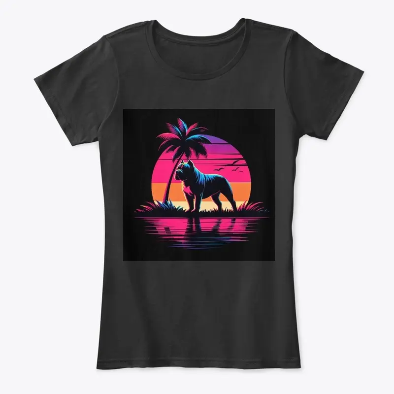 American Bully Vibrant Tropical Sunset