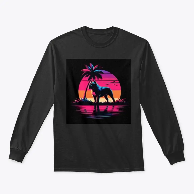 American Bully Vibrant Tropical Sunset