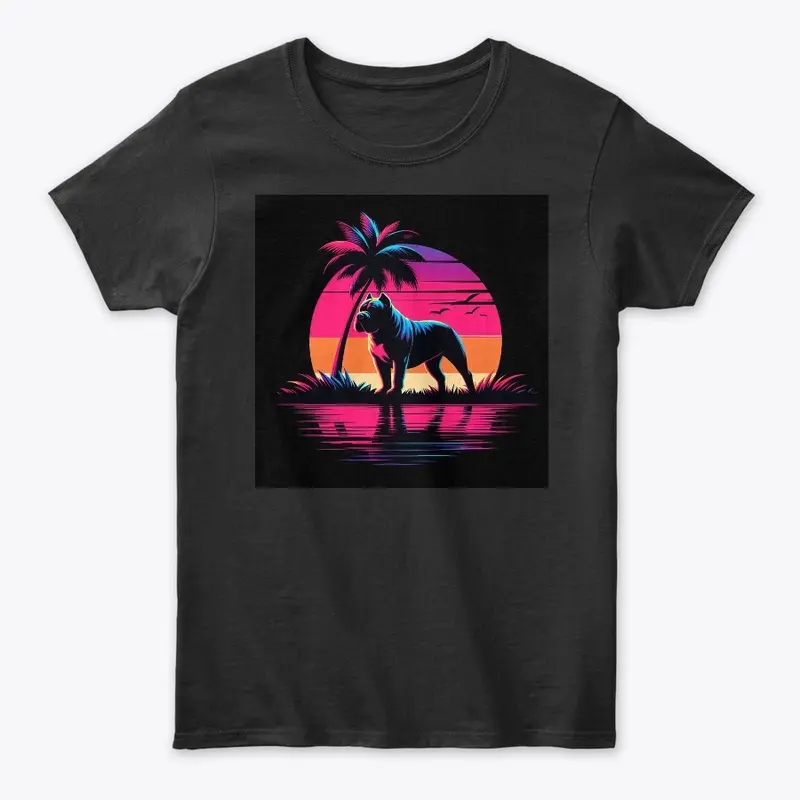 American Bully Vibrant Tropical Sunset