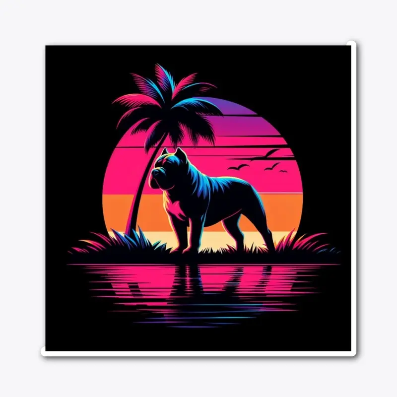 American Bully Vibrant Tropical Sunset