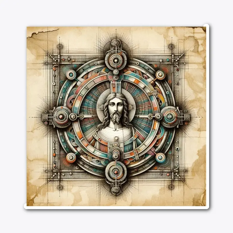 Vintage Jesus In Abstract Circle