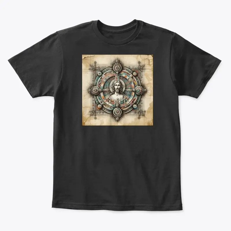 Vintage Jesus In Abstract Circle