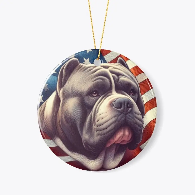 American Bully With Flag Background