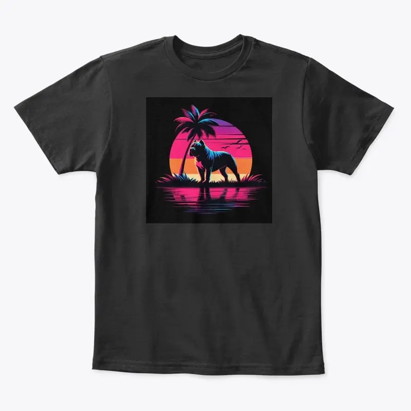 American Bully Vibrant Tropical Sunset