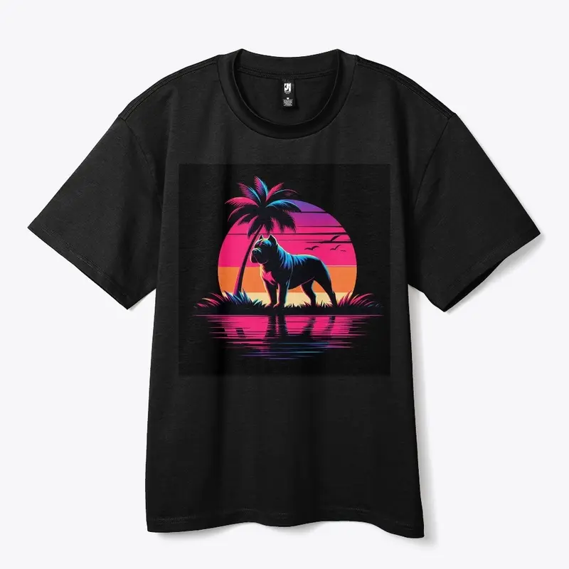 American Bully Vibrant Tropical Sunset