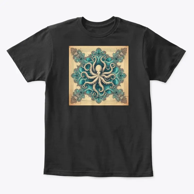 Vintage Octopus On Turquoise